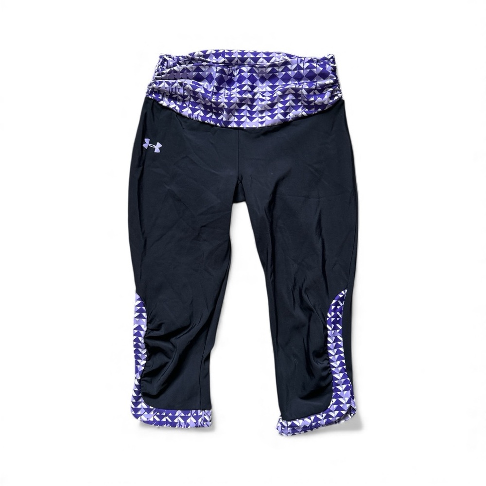 Under Armour Compression HeatGear Black Capri Leggings Size Medium Gym Workout